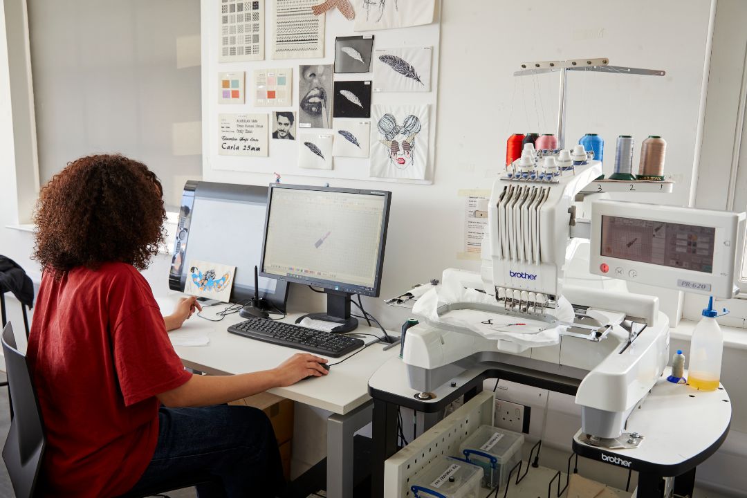 Embroidery machine in the fashion studio, Head Post Office