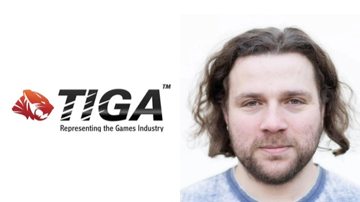 A picture of Andy Hamilton beside the TIGA logo