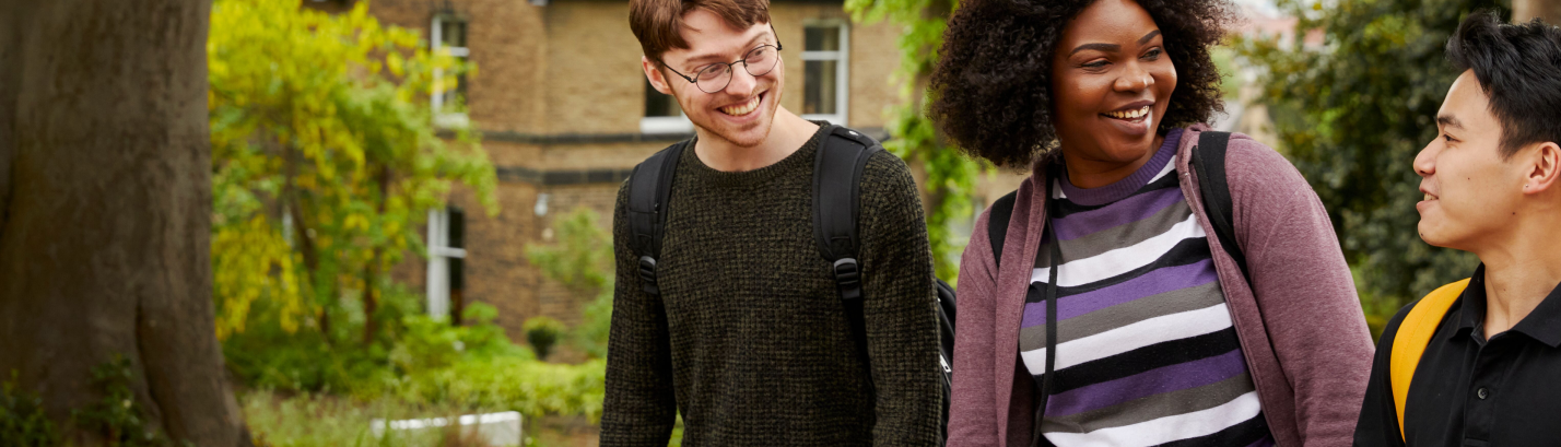 Students talking with each other outside