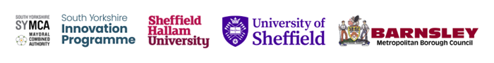 Featuring logos of Sheffield Hallam University, University of Sheffield, Barnsley Metropolitan Council and South Yorkshire Mayoral Combined Authority 