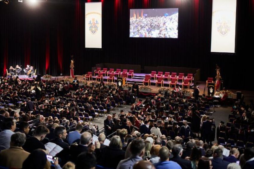 Graduation inside venue Ponds forge view of the stage