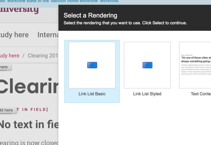 Adding a link list basic component in the experience editor