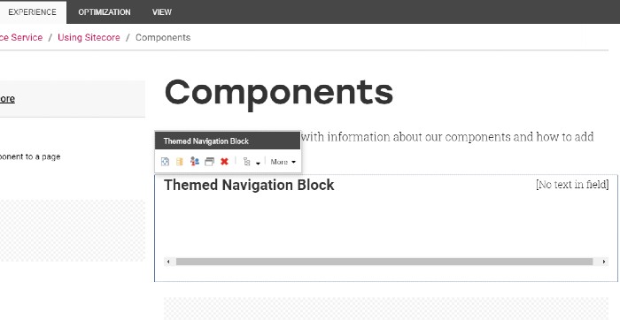 The toolbar for editing component properties