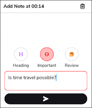 screenshot of typing a note linked to an important label 