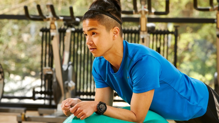 Man on exercise ball