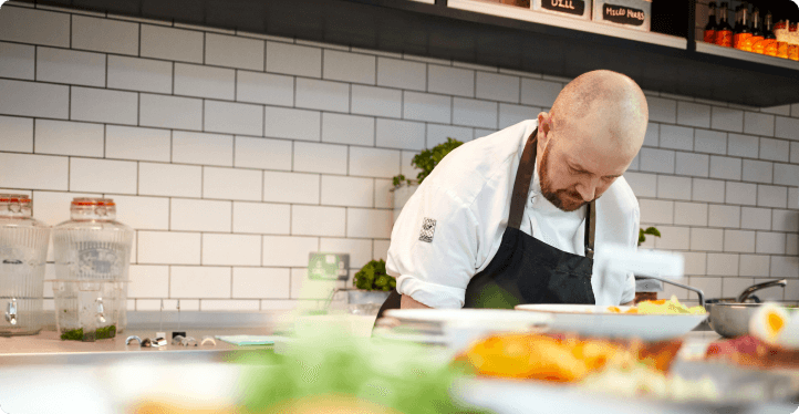 Chef working at bench