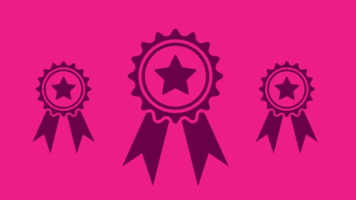 Award outline on a pink background