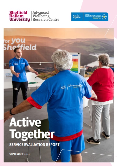 front page of active together service evaluation which shows two older women taking an exercise class