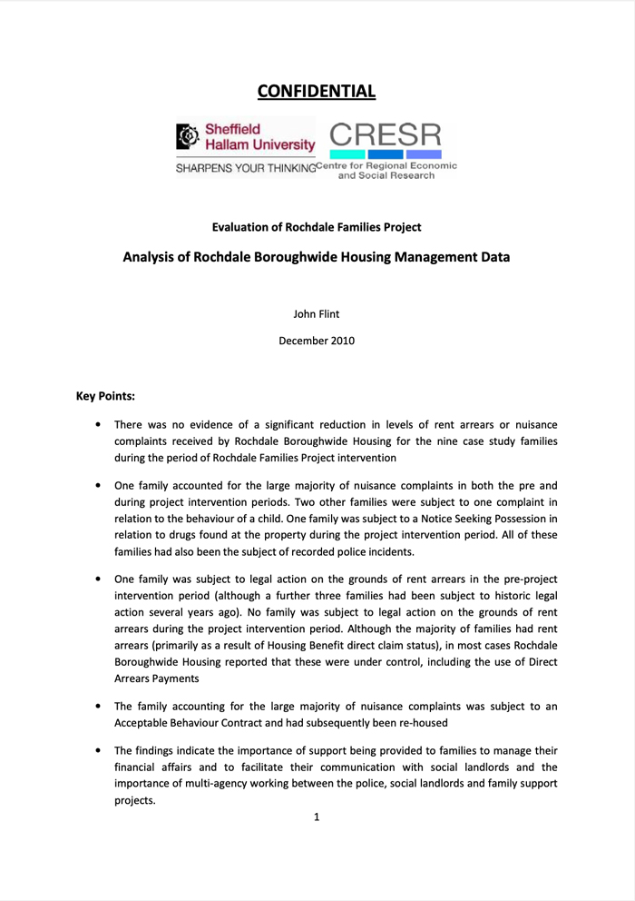 Analysis of Rochdale Boroughwide Housing Management Data