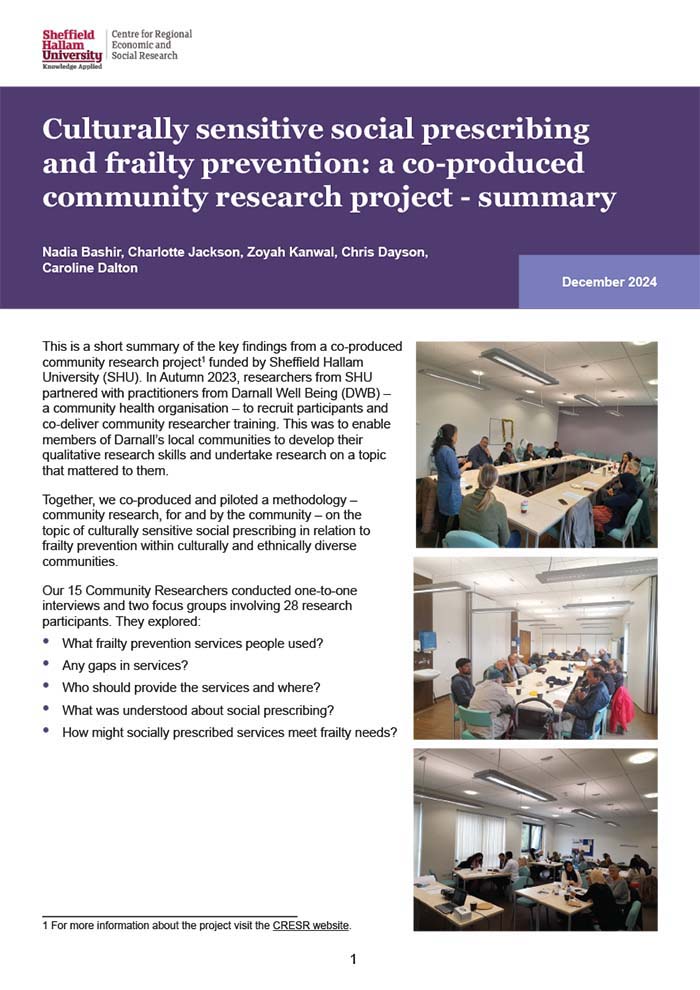 Culturally sensitive social prescribing and frailty prevention: a co-produced community research project - summary