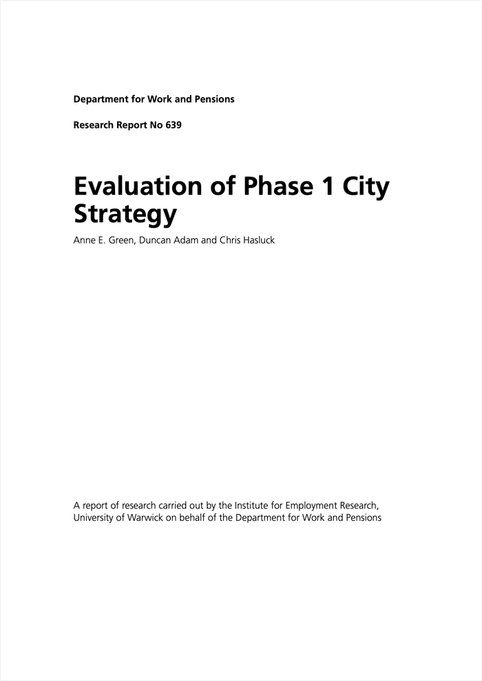 Evaluation of Phase 1 City Strategy