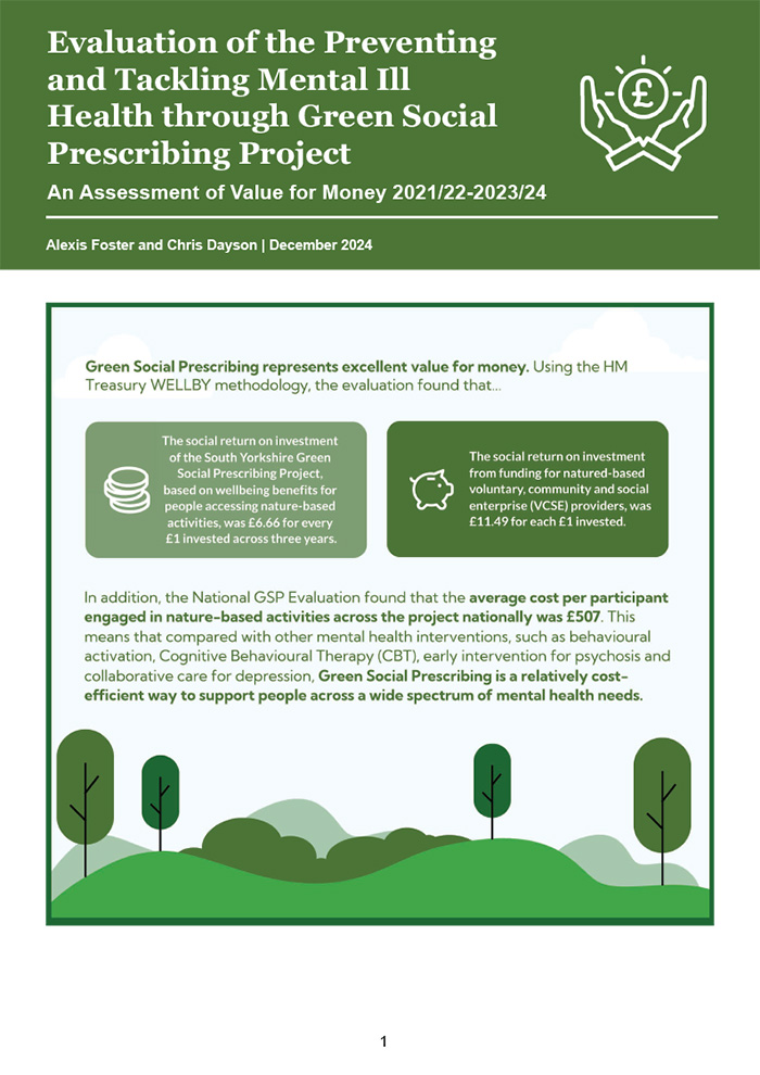 Evaluation of the South Yorkshire Tackling and Preventing Mental Health Through Green Social Prescribing Project: An Assessment of Value for Money 2021/22-2023/24