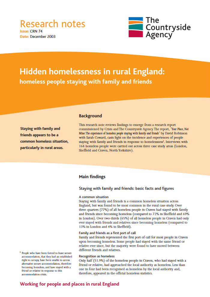 Hidden Homelessness | Sheffield Hallam University