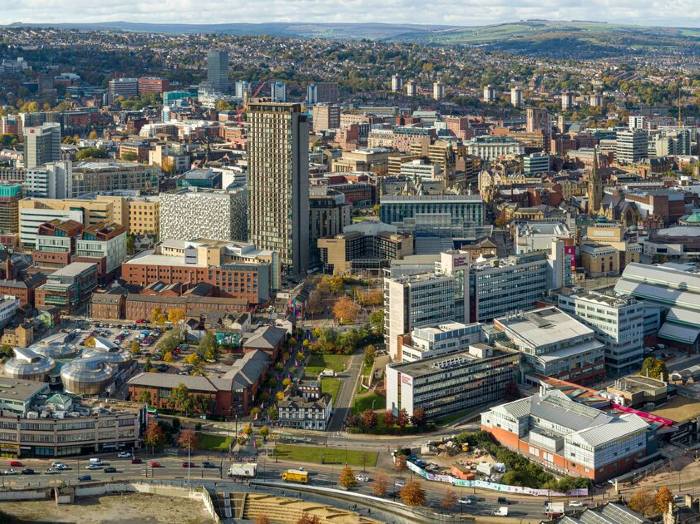 A birds eye view of Sheffield Hallam city campus