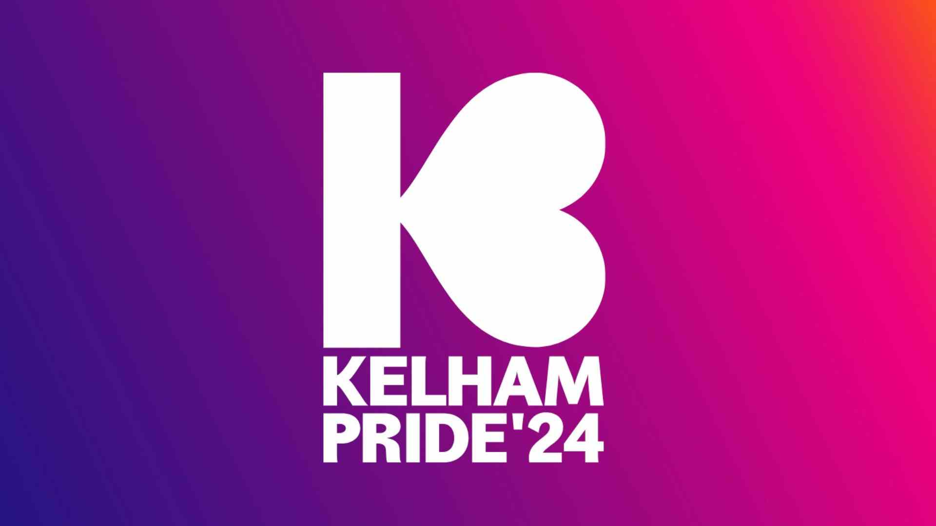 Kelham Pride '24 logo with a purple to pink fade background
